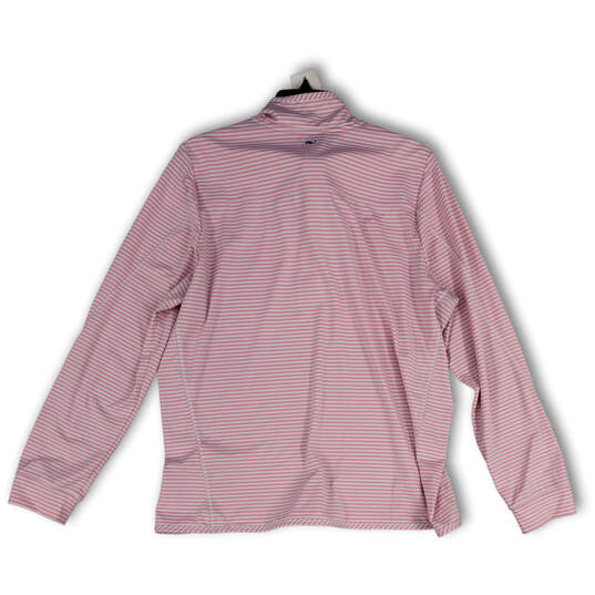 Womens Pink White Striped 1/2 Zip Long Sleeve Pullover Shep Shirt Size XXL image number 2