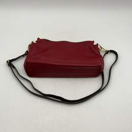 Valentina Womens Red Leather Inner Zipper Pockets Crossbody Bag Purse