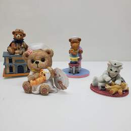 Lot of 4 Collectible Resin Figurines: Faithful Fuzzies, Enesco, Furever Friends