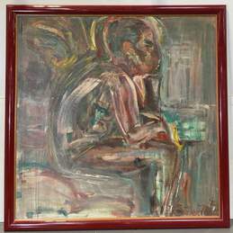 The Thinker Abstract Oil on canvas by J. Striker Martin Signed 1982 Contemporary