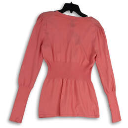 NWT Womens Pink V-Neck Long Sleeve Tight-Knit Cardigan Sweater Size Large alternative image