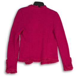 Nic+Zoe Womens Pink Fringe Long Sleeve Zipper Pocket Open Front Jacket Size XS alternative image