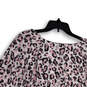 NWT Womens Pink Gray Animal Print V-Neck Front Knot Blouse Top Size S/M image number 4