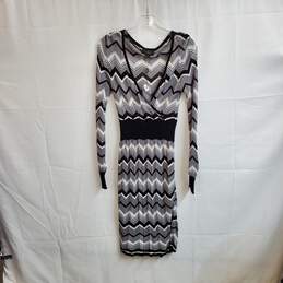 Belldini Gray & Black Knit V Neck Dress WM Size M NWT