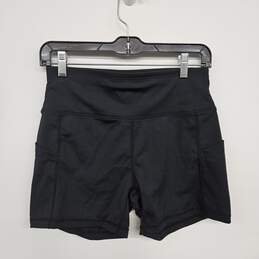 Black Athletic High Waist Shorts With Pockets