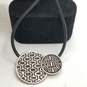 Geoart Sterling Silver Black Cord Geometric 2 Disc Pendant 17" Necklace 21.8g image number 3