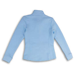 NWT Womens Blue Mock Neck Long Sleeve Embossed Full-Zip Jacket Size XS alternative image