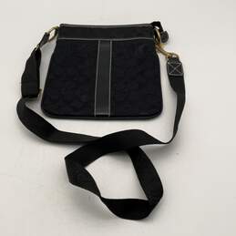 Coach Womens Black Signature Printed Adjustable Strap Zipper Crossbody Bag Purse
