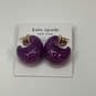 Designer Kate Spade Gold-Tone Adore Ables Purple Glitter Huggie Earrings image number 2