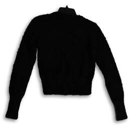 Womens Black Long Sleeve Crew Neck Fuzzy Pullover Sweater Size Medium alternative image