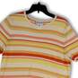 Womens Multicolor Round Neck Short Sleeve Pullover T-Shirt Size Large image number 3