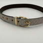Womens White Brown Faux Leather Signature Print Reversible Adjustable Belt image number 2