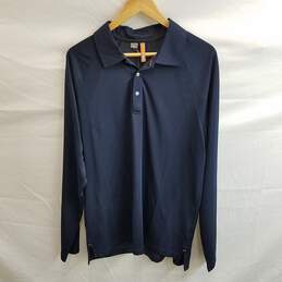 CBUK Men's Navy Drytec Long Sleeve Stadium Polo Shirt Size XL