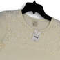 NWT Womens Ivory Lace Round Neck Short Sleeve Pullover Blouse Top Size XS image number 3