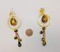 Deb Guyot Bronze & 925 Faceted Citrine & Tigers Eye Light Yellow Circle Beaded Drop Earrings 27.2g image number 3