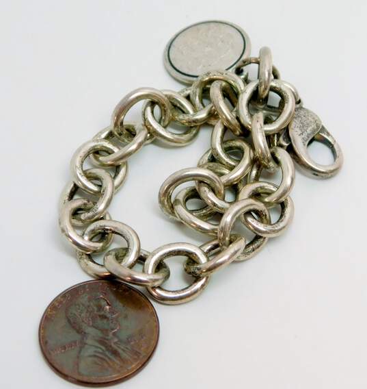 James Avery 925 Etched Monogram Initials Circle Charm Cable Chain Bracelet 29.1g image number 6