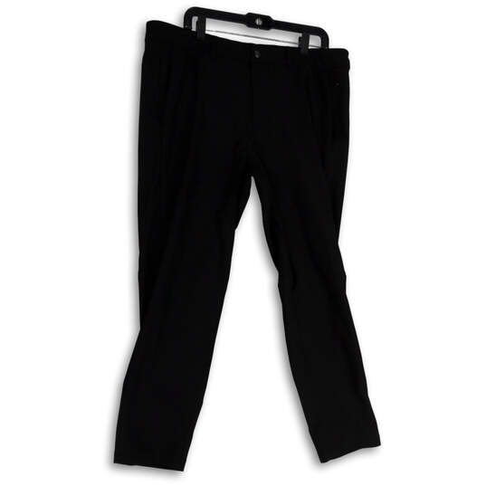 Mens Black Regular Fit Pockets Flat Front Straight Leg Dress Pants Size 38 image number 1
