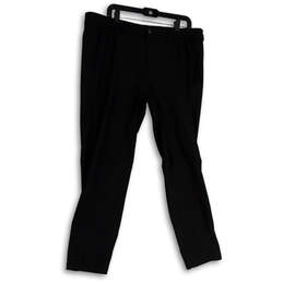 Mens Black Regular Fit Pockets Flat Front Straight Leg Dress Pants Size 38