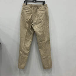 Mens Beige Flat Front Slash Pocket Straight Leg Dress Pants Size 34x32 alternative image