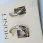 Monet 14K Gold Post Two Tone Oval Hoop Earrings 6.6g image number 1
