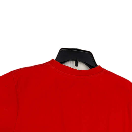 Unisex Red Switzerland Crew Neck Short Sleeve Pullover T-Shirt Size Medium image number 4