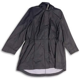 Mens Black Mock Neck Pockets Long Sleeve Full-Zip Rain Jacket Sz 1X 16W-18W