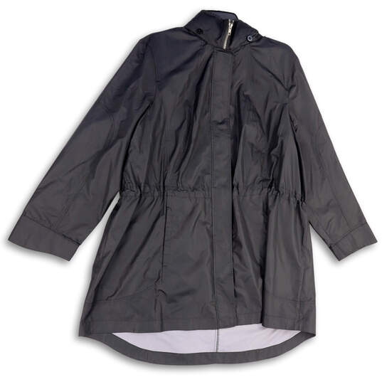Mens Black Mock Neck Pockets Long Sleeve Full-Zip Rain Jacket Sz 1X 16W-18W image number 1