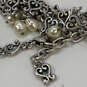 Designer Brighton Silver-Tone Freshwater Pearl Drop Clasp Chain Necklace image number 4