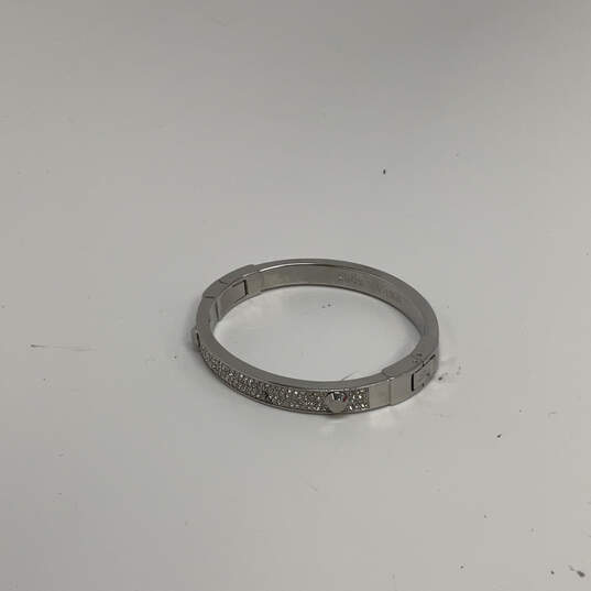 Designer Michael Kors Silver-Tone Rhinestone Hinged Bangle Bracelet image number 2