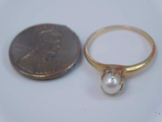10K Gold White Pearl Solitaire Ring 2.0g image number 3