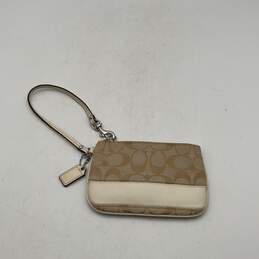 Coach Womens Tan Signature Print Bag Charm Zipper Wristlet Wallet alternative image