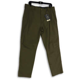 NWT Mens Green Flat Front Slash Pocket Straight Leg Chino Pants Size 36X30