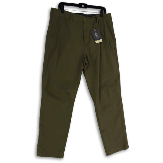 NWT Mens Green Flat Front Slash Pocket Straight Leg Chino Pants Size 36X30 image number 1