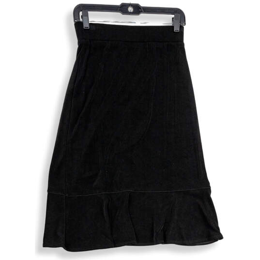 NWT Womens Black Flat Front Ruffle Hem Knee Length A-Line Skirt Size 0 image number 2
