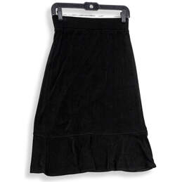 NWT Womens Black Flat Front Ruffle Hem Knee Length A-Line Skirt Size 0 alternative image
