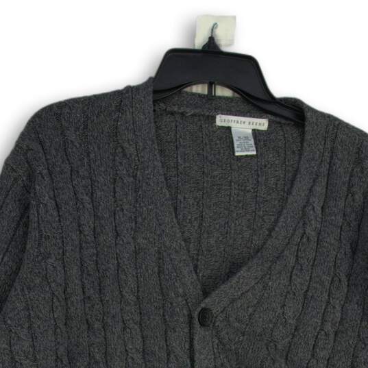 Geoffrey Beene Womens Gray Knitted Long Sleeve Button Front Cardigan Sweater XL image number 3