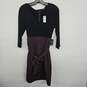 EXPRESS Black Purple V Neck Dress with Sash image number 1