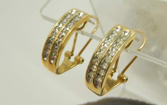 10K Yellow Gold 0.48 CTTW Diamond Omega Back Earrings 5.6g image number 3