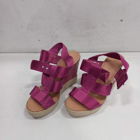Coach Women's Pink Wedge Strap Sandals Sz  7B image number 2
