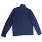 Mens Blue Knitted Mock Neck 1/4 Zip Long Sleeve Pullover Sweater Size M Reg image number 2