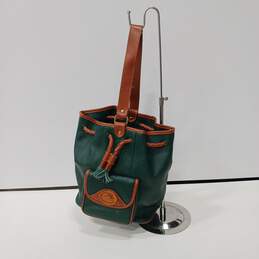 Dooney & Bourke Green/Brown Pebble Leather Drawstring Bag