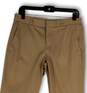 Womens Tan Flat Front Slash Pockets Straight Leg Dress Pants Size 4 image number 3