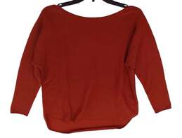 Womens Orange Long Sleeve Crew Neck Pullover Sweater Size Large