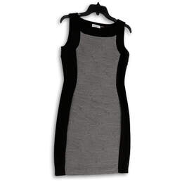 Womens Gray Black Sleeveless Round Neck Pullover Sheath Dress Size 4