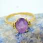 14K Yellow Gold Amethyst & Diamond Accent Ring 2.4g image number 1