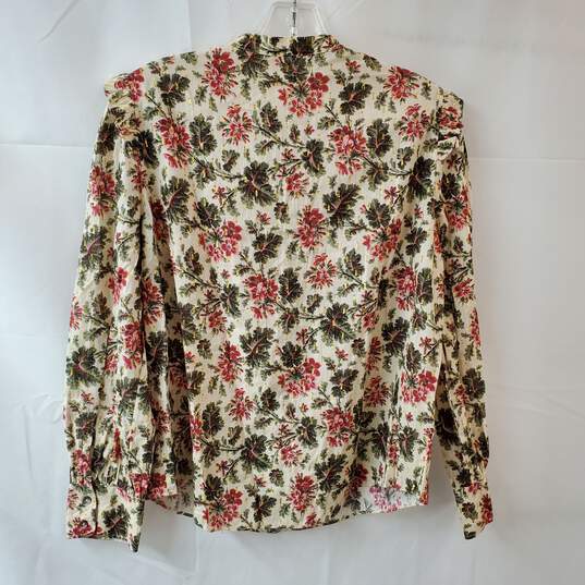 Size M Long Sleeve Button Up Shirt with Green/Pink Floral Pattern and Gold Metallic Details - Tags Attached image number 2