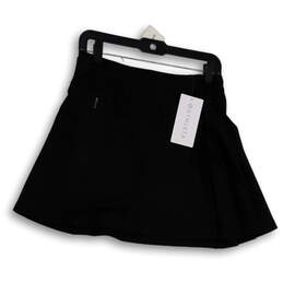 NWT Womens Black Flat Front Pockets Pull-On Short A-Line Skirt Size Small alternative image