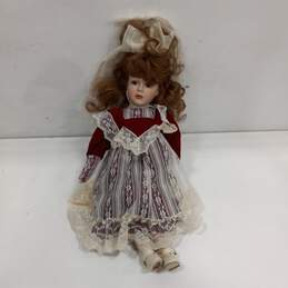 Porcelain Doll w/ Red Lace Dress