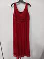 Women's David's Bridal Red Chiffon Beaded Party Dress Sz 18 image number 1
