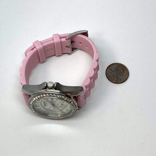 Designer Fossil ES2346 Silver-Tone Pink Stainless Steel Analog Wristwatch image number 1